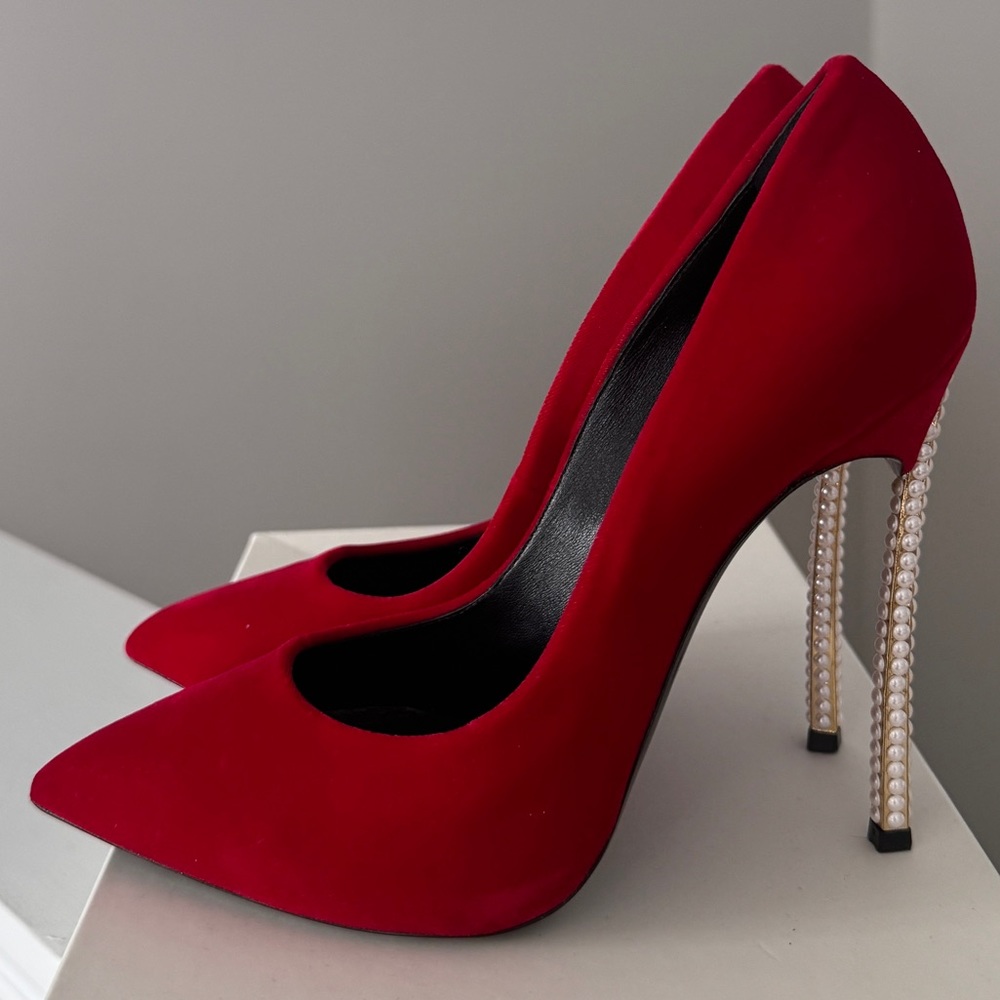 Red Velvet high  heels Casadei .
